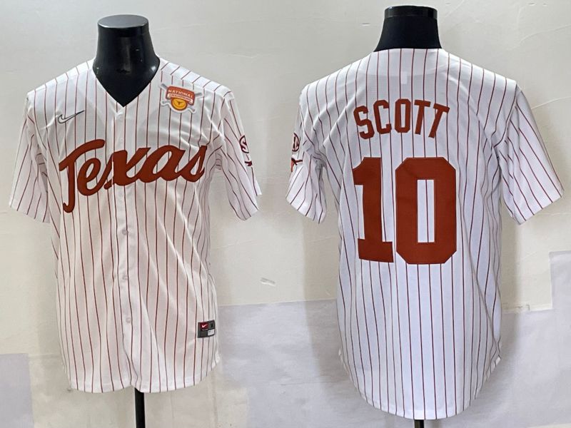 Men Texas Longhorns #10 Scott White stripe Nike joint Name NCAA 2025 Jersey style 16->ncaa teams->NCAA Jersey